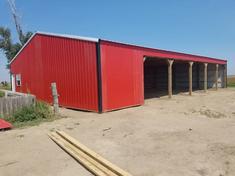 Hay barn with open bays built by D.T. Construction